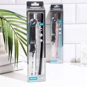 Зубная щётка Rendall средней жёсткости с углем Carbon Bristles, 2 шт. МИКС