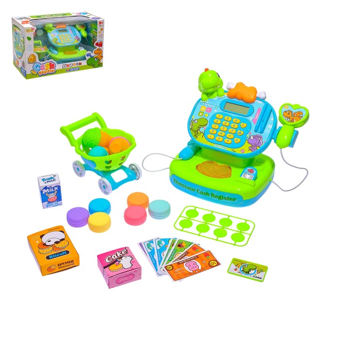 Касса "Дракоша" с тележкой, продуктами и аксессуарами, световые и звуковые эффекты