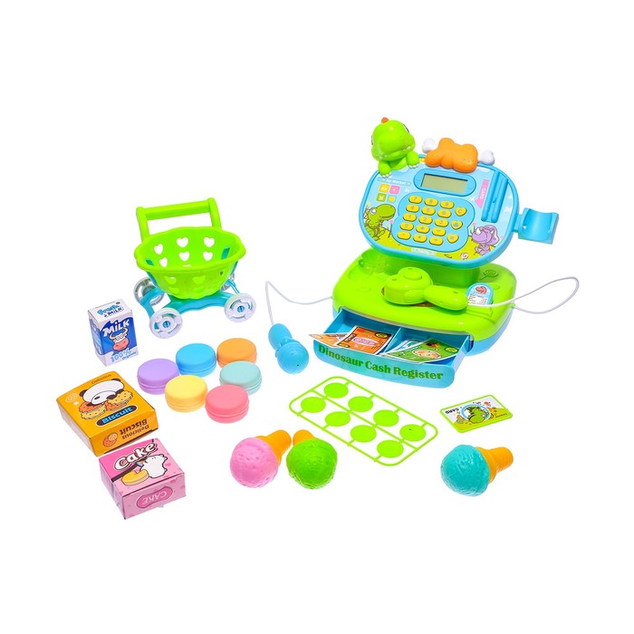 Касса "Дракоша" с тележкой, продуктами и аксессуарами, световые и звуковые эффекты