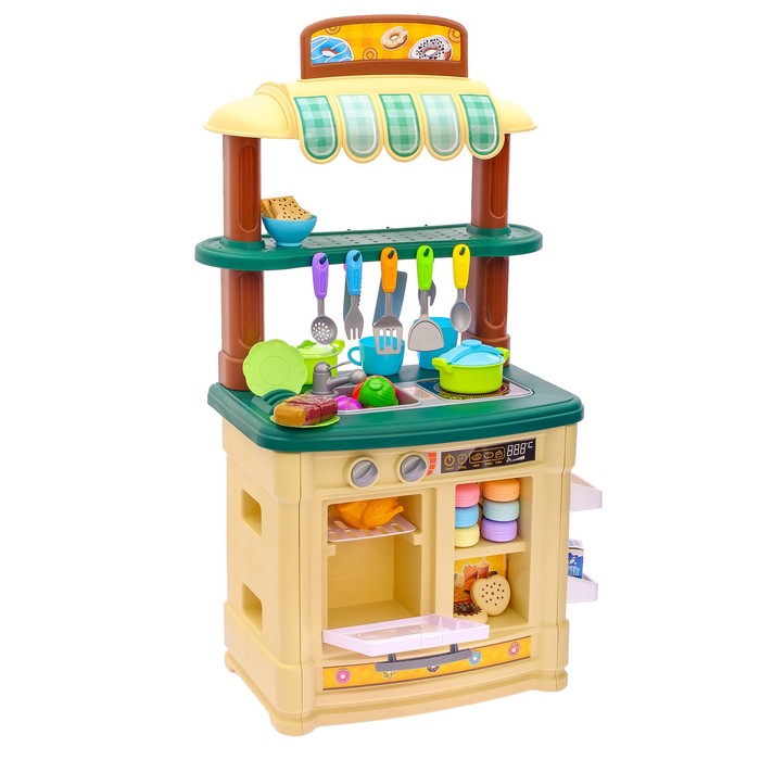 Игровой модуль кухня «Шик» №2 с индукционной плитой, бежит вода из крана, высота 85 см