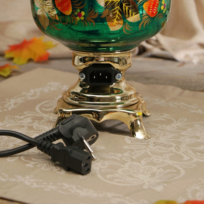 Самовар «Маки на зелёном», банка, 3 л, электрический