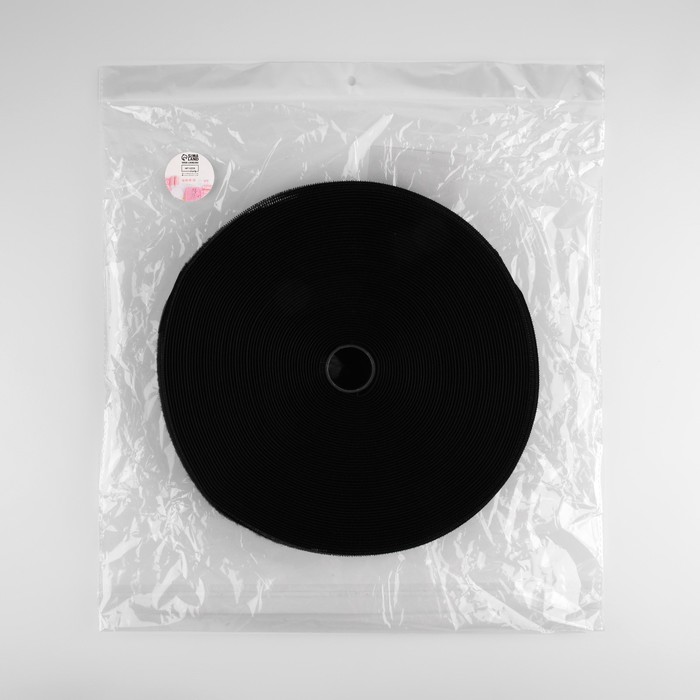 Липучка, ширина 20мм, 25±1м , цвет чёрный