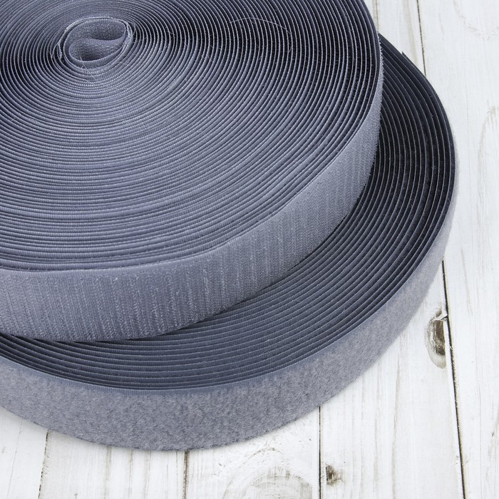 Липучка, ширина 40мм, 25±1м , цвет серый