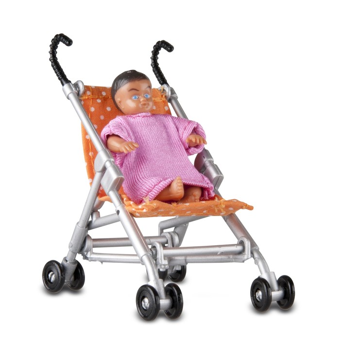 Набор аксессуаров для кукольного домика "Коляска прогулочная и малыш"