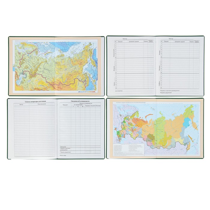 Дневник премиум класса универсальный для 1-11 класса Vivella "Авто", кожзам, зелёный