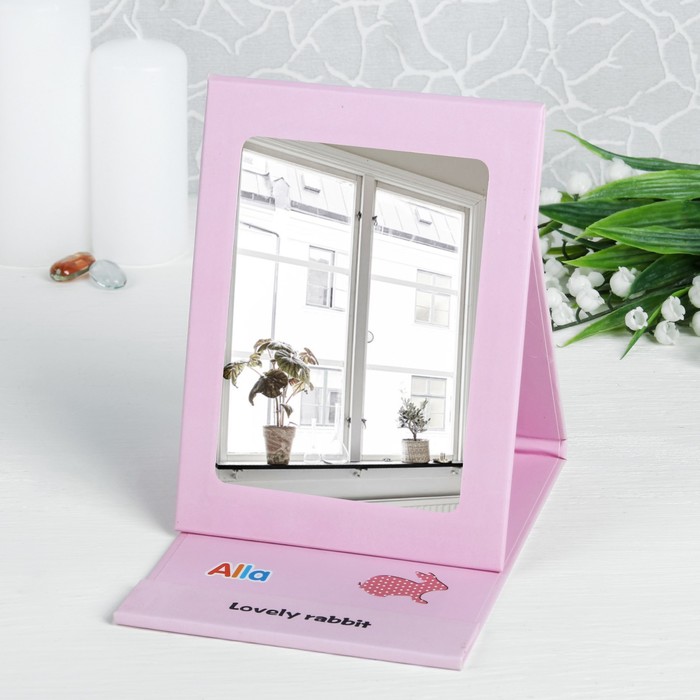 Зеркало на подставке, складное, прямоугольное, без увеличения, одностороннее, цвет МИКС