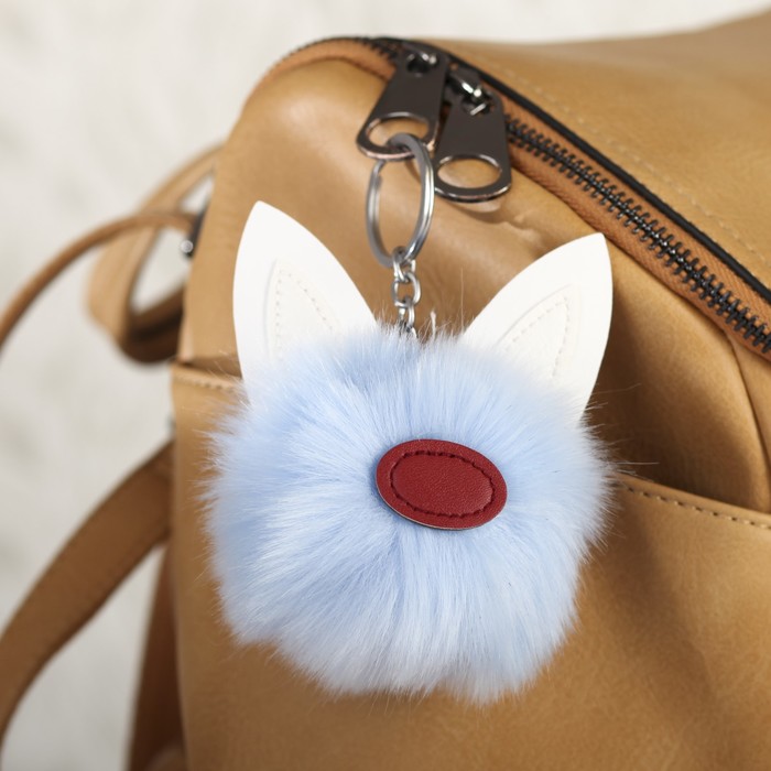 Пушистик на кольце "Зайка" голубой 8х8х8 см