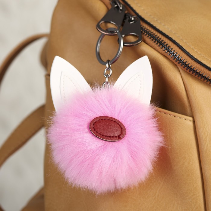 Пушистик на кольце "Зайка" розовый 8х8х8 см