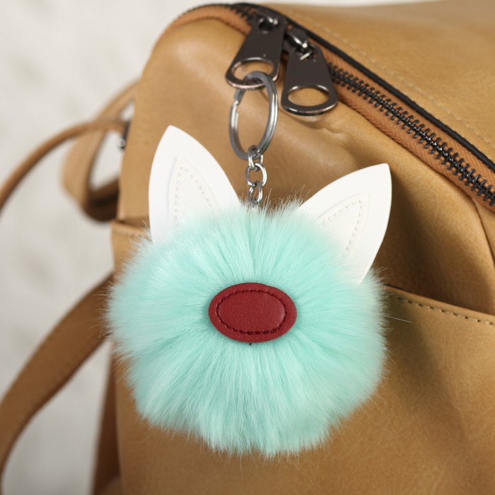 Пушистик на кольце "Зайка" мятный 8х8х8 см