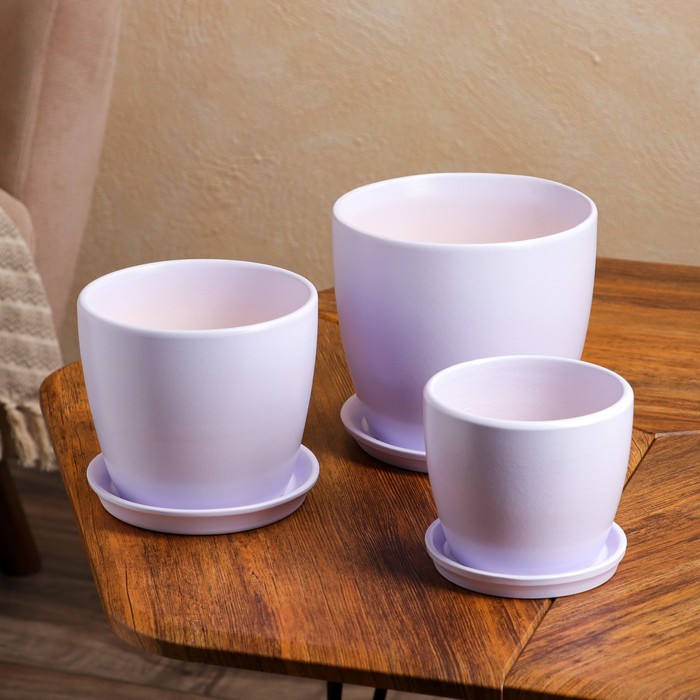 Цветочный горшок набор из 3-х предметов "Осень" лаванда 3л/2л/1л