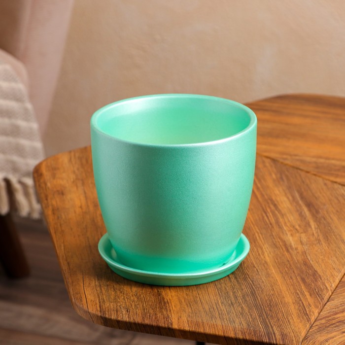 Цветочный горшок набор из 3-х предметов "Осень" перламутр зелёный3л/2л/1л