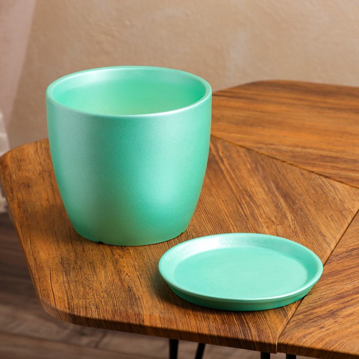 Цветочный горшок набор из 3-х предметов "Осень" перламутр зелёный3л/2л/1л