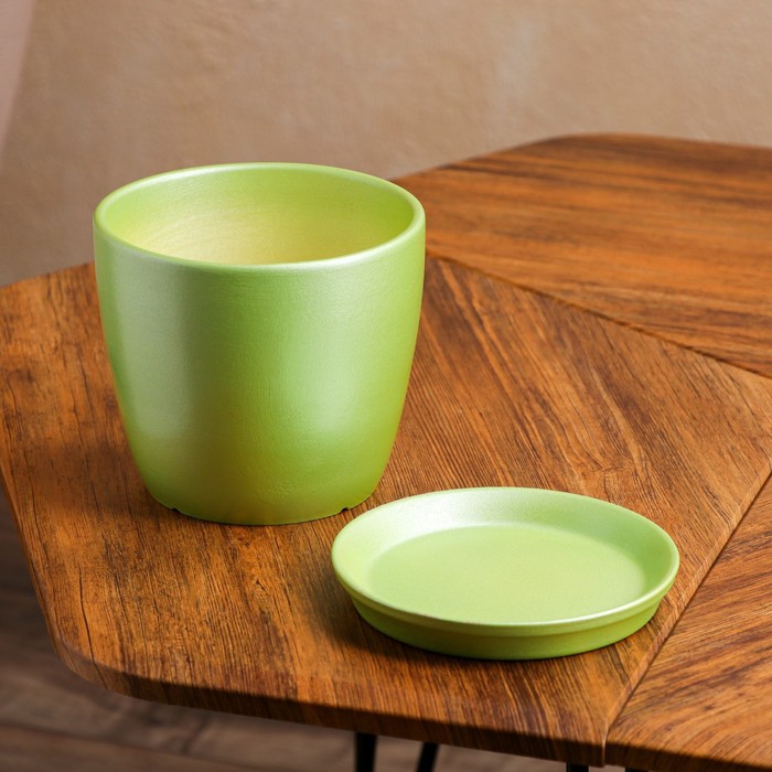 Цветочный горшок набор из 3-х предметов "Осень" перламутр фисташковый 3л/2л/1л