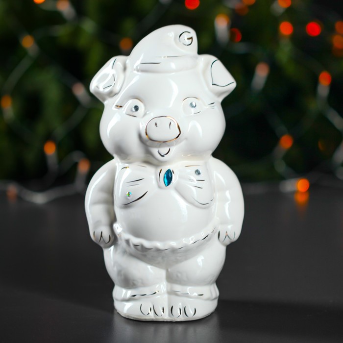 Копилка "Свинка Малыш" белая глазурь