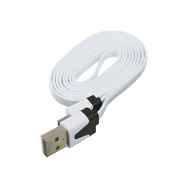 Провод для зарядки и передачи данных GAL 2622WT, USB - micro USB, 1м, плоский, белый