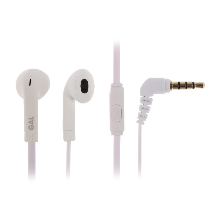 Гарнитура GAL HM-070WT, вкладыши, 20 - 20000 Гц, 1.2 метра, белая