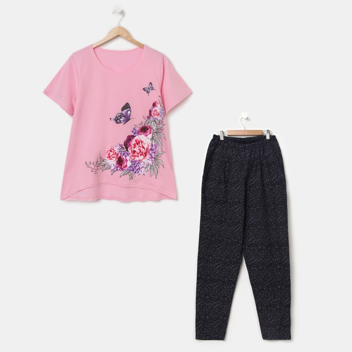 Комплект женский (футболка, брюки) 2121 цвет розовый, р-р 54