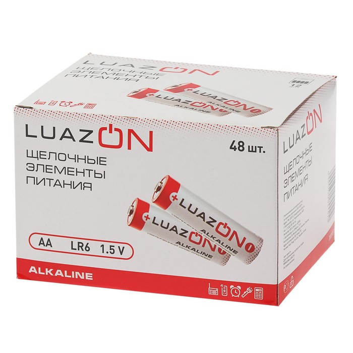 Батарейка алкалиновая (щелочная) LuazON, АА, LR6, блистер, 4 шт