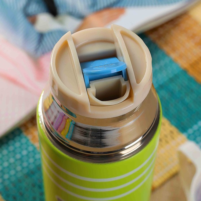 Термос 500 мл Funny cats, 201 сталь, держит тепло 8 ч, в полоску, микс, 7х10х25 см