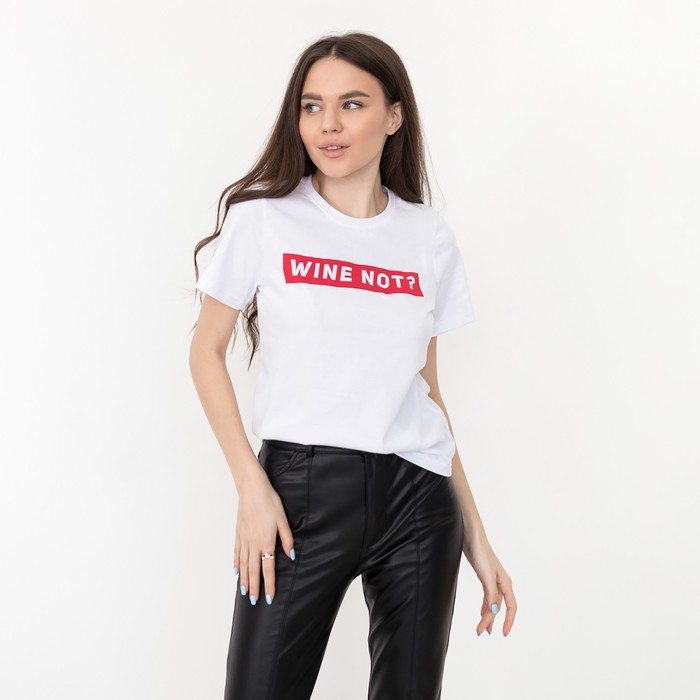 Футболка женская KAFTAN "WINE NOT", белый, р-р 48-50, 92% хл. 8% эл.