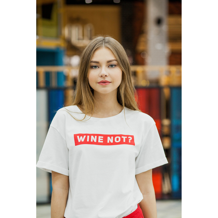 Футболка женская KAFTAN "WINE NOT", белый, р-р 48-50, 92% хл. 8% эл.