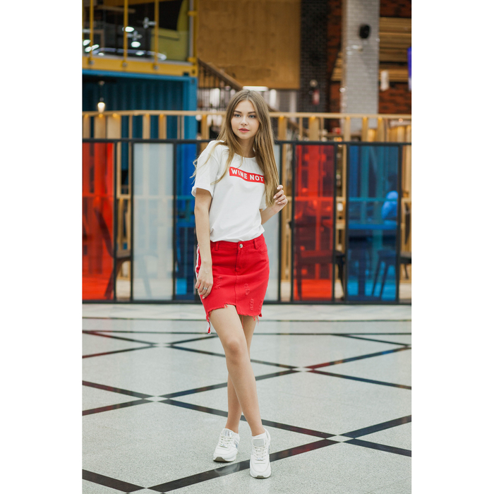 Футболка женская KAFTAN "WINE NOT", белый, р-р 48-50, 92% хл. 8% эл.