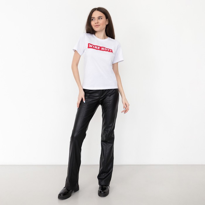Футболка женская KAFTAN "WINE NOT", белый, р-р 48-50, 92% хл. 8% эл.