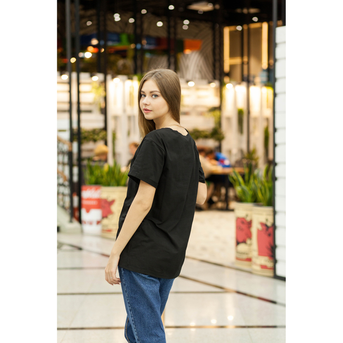 Футболка женская KAFTAN "Интеллигенция", черный, р-р 44-46, 92% хл. 8% эл.