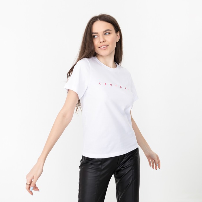 Футболка женская KAFTAN "Свобода", белый, р-р 48-50, 92% хл. 8% эл.