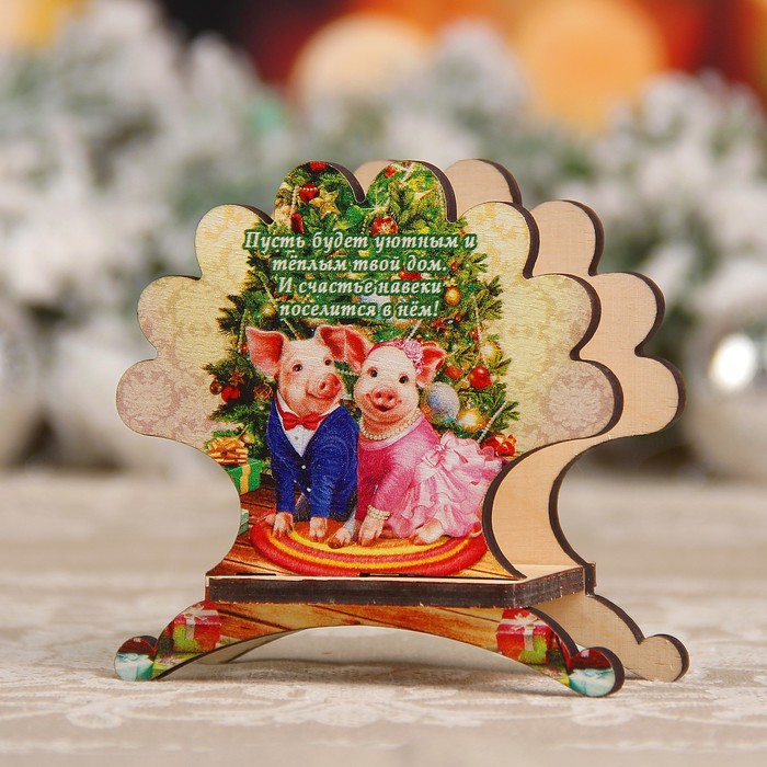 Салфетница «Хрюши под ёлкой», 10×10,5×4 см