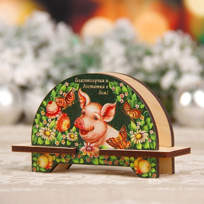 Салфетница «Свинка», благополучия и достатка в дом!, 8×11,5×4 см