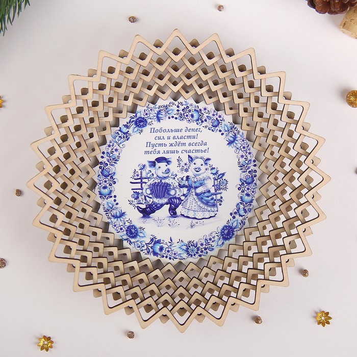 Сухарница «Свинки», гжель, 20×20×4 см