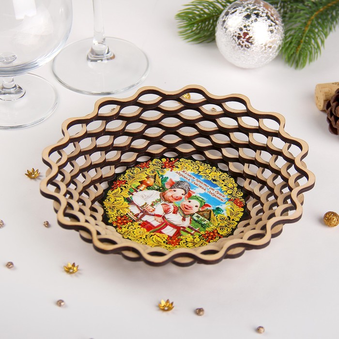 Сухарница «Свинки», хохлома, 19,5×19,5×4 см