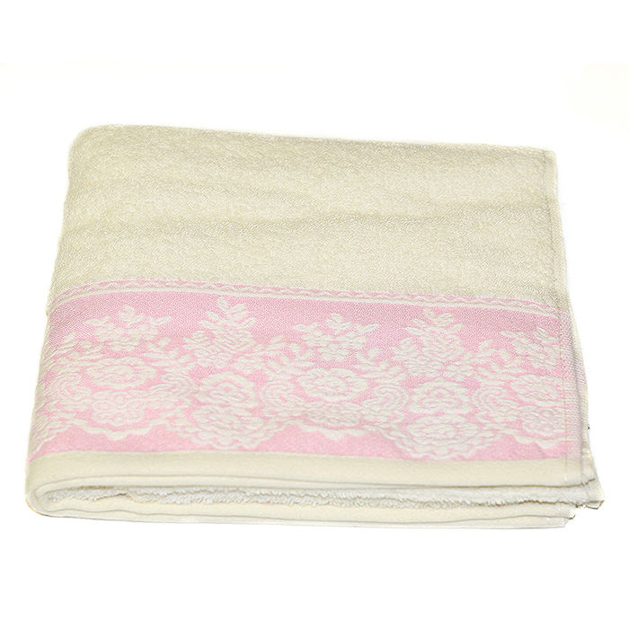 Полотенце Garden, размер 70х140 см, крем/розовый, махра 400 г/м2
