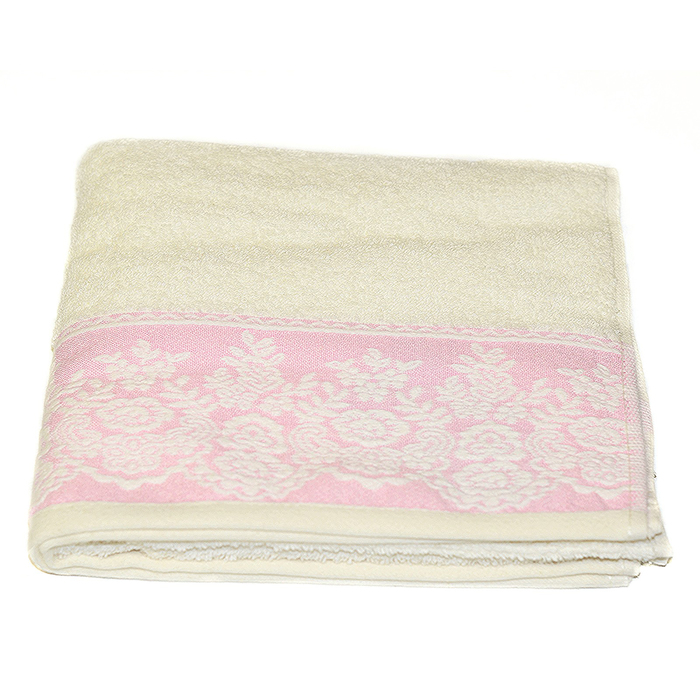 Полотенце Garden, размер 50х90 см, крем/розовый, махра 400 г/м2