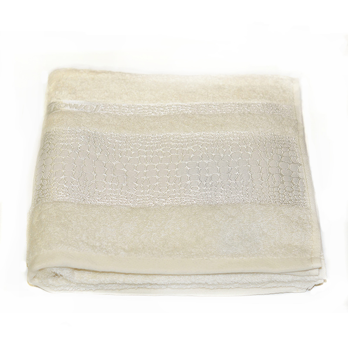 Полотенце Crocodile, размер 70х140 см, кремовый, махра 480 г/м2