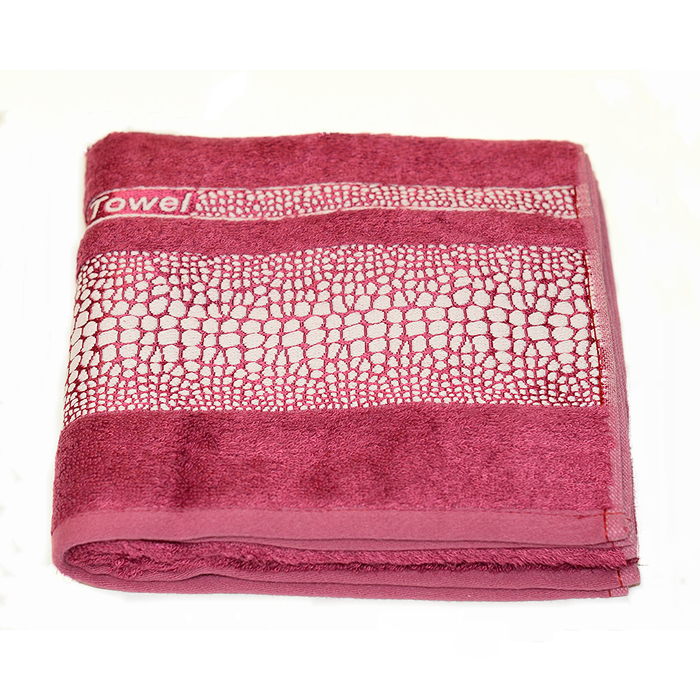 Полотенце Crocodile, размер 70х140 см, бургунди, махра 480 г/м2