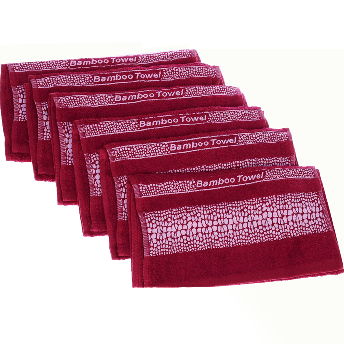 Набор пототенец Crocodile, размер 30х50 см-6 шт., бургунди, махра 480 г/м2