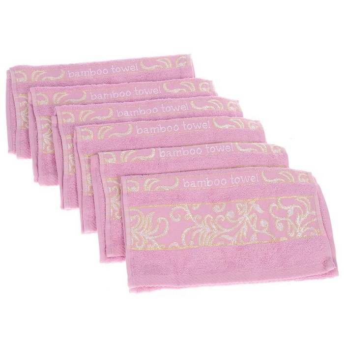 Набор полотенец Jacquard, размер 30х50 см-6 шт., роза, махра 480 г/м2