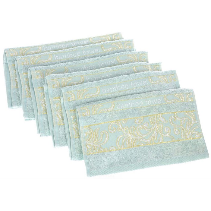 Набор полотенец Jacquard, размер 30х50 см-6 шт., мятный, махра 480 г/м2