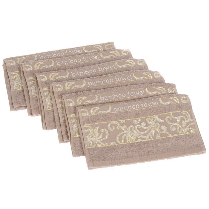 Набор полотенец Jacquard, размер 30х50 см-6 шт., мокко, махра 480 г/м2