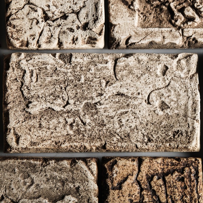 Плитка-кирпич "Простая", бежевая, шамотная керамика