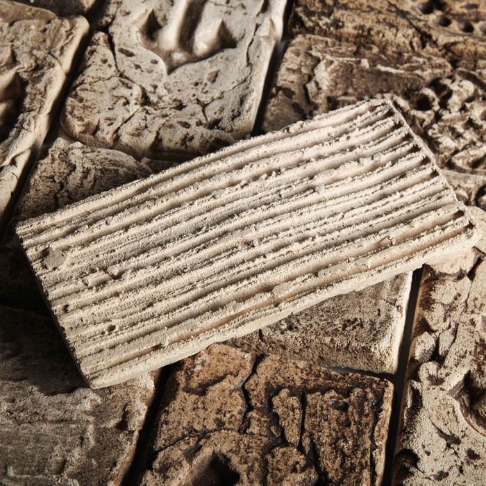 Плитка-кирпич "Простая", бежевая, шамотная керамика