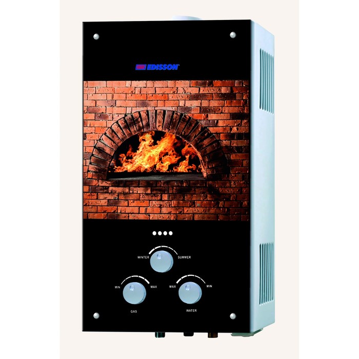 Водонагреватель Edisson S 20 G (Камин), 20 кВт, газовый, проточный, рисунок "камин"