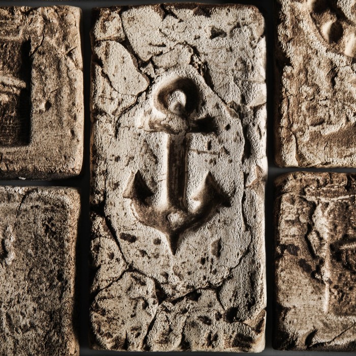 Плитка-кирпич "Якорь", бежевая, шамотная керамика