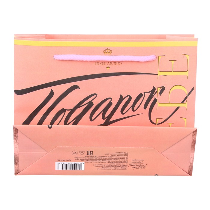 Пакет ламинированный горизонтальный «Подарок тебе», S 12 × 15 × 5,5 см