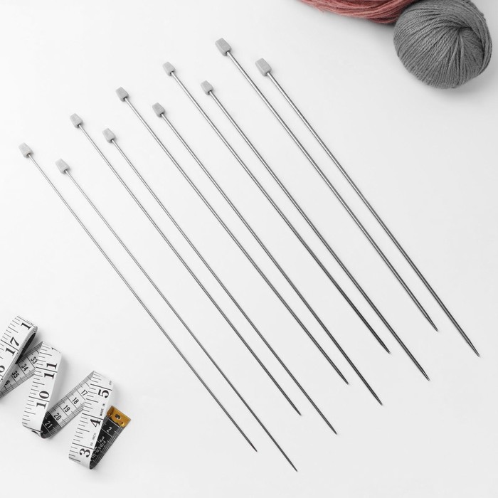 Спицы для вязания, d = 2-7 мм, 35 см, 10 пар в пенале