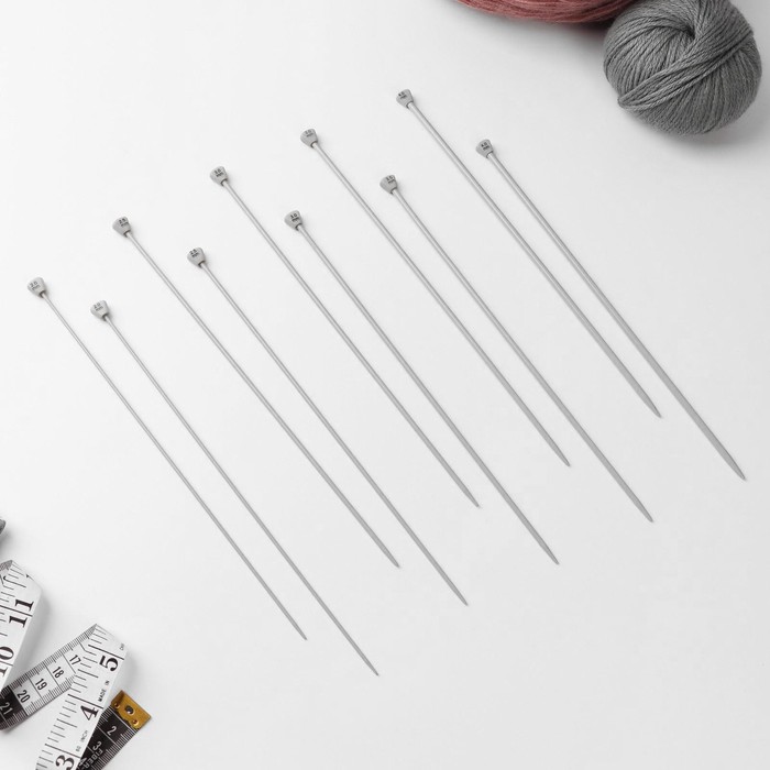 Набор спиц для вязания, d=2-7мм, 25см, 10 пар
