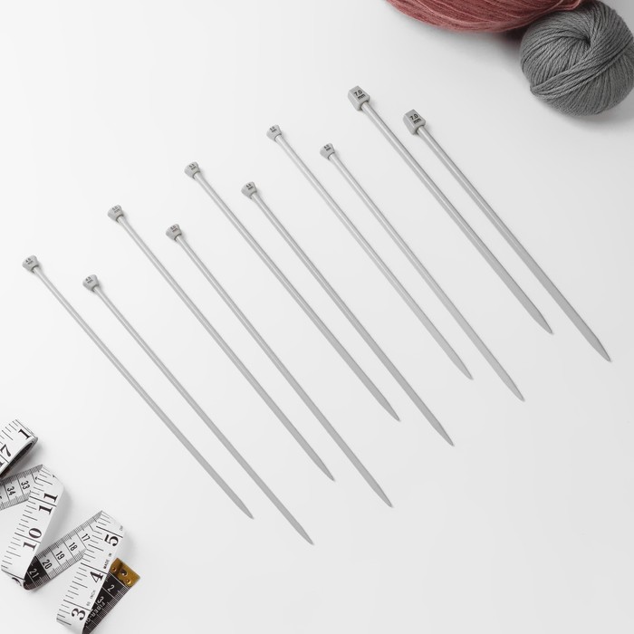 Набор спиц для вязания, d=2-7мм, 25см, 10 пар