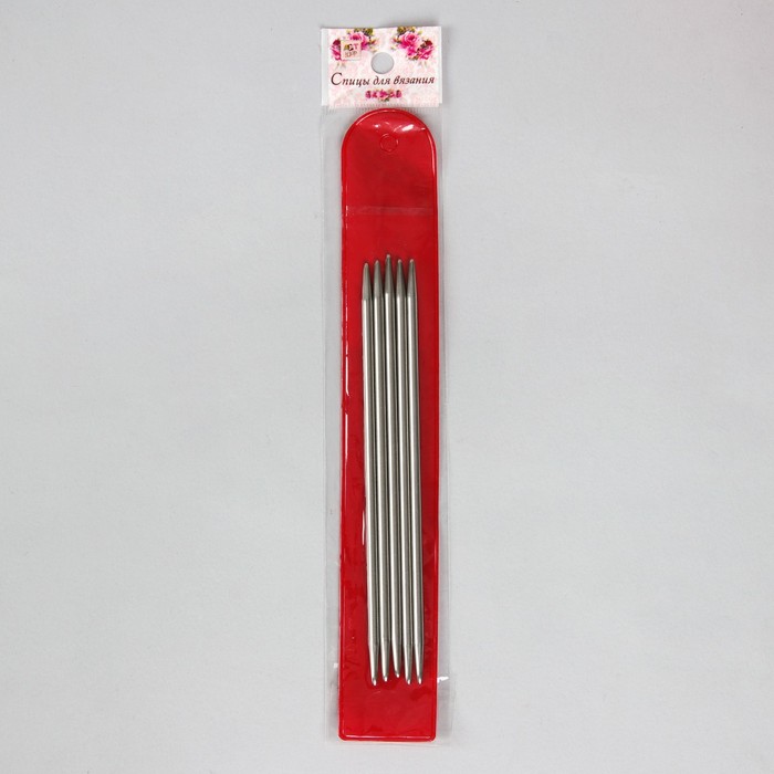Спицы для вязания, чулочные, d=4мм, 15см, 5шт
